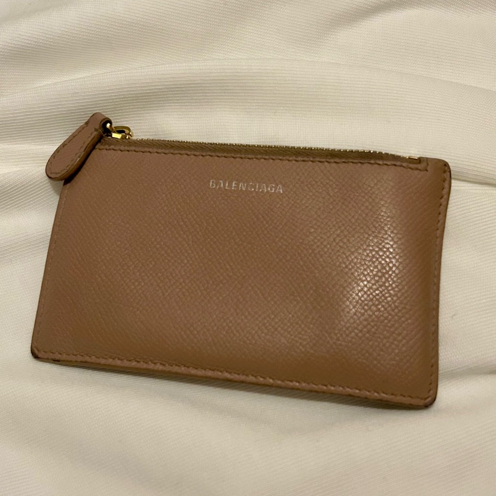 Balenciaga Beige/ Leather Card holder wallet